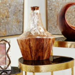 Best deal ✨ Studio 350 Large Gold Capiz Shell & Natural Banana Wood Vase 10" X 13.5" 💯