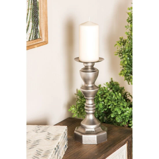 Hot Sale 💯 Studio 350 Grey Wood Traditional Candle Holder Set Of 3 16 X 5 X 5 ✔️ - Image 4