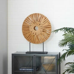 Deals ✔️ Studio 350 Tan Faux Seagrass Coastal Sculpture Abstract 29 X 22 X 6 - 22 X 6 X 29 ⌛