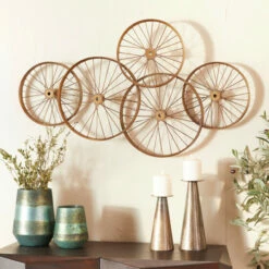 Brand new ๐ Studio 350 Copper Metal Eclectic Wheel Wall Decor ๐คฉ