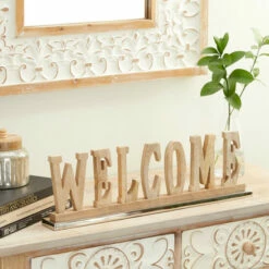 Flash Sale 🌟 Studio 350 Brown Wood Natural Decorative Sign 6 X 21 X 2 - 21 X 2 X 6 🥰