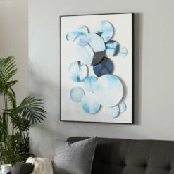 Discount 😍 Studio 350 Blue Cotton Contemporary Framed Wall Art 40 X 30 X 3 🤩