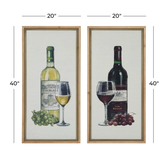 Hot Sale 🥰 Studio 350 Brown Wood Farmhouse Framed Wall Art Wine & Champagne (Set Of 2) - 20 X 2 X 40 🧨 - Image 6