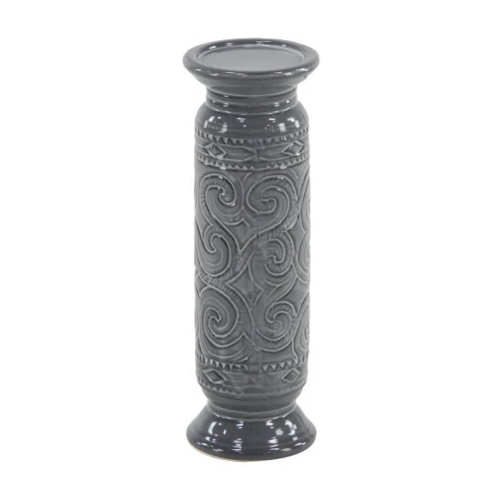 Best Sale ๐ Studio 350 Grey Stoneware Eclectic Candle Holder Set Of 3 15 X 4 X 4 โญ - Image 3