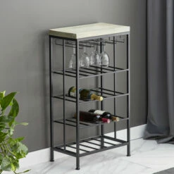 Coupon 🎉 Studio 350 Iron/ Wood Industrial 36-inch Wine Rack - 19 X 11 X 36 Grey ✨