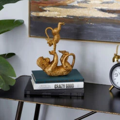 Brand new ⭐ Studio 350 Gold Polystone Eclectic Sculpture Monkey 11 X 8 X 3 - 8 X 3 X 11 🤩