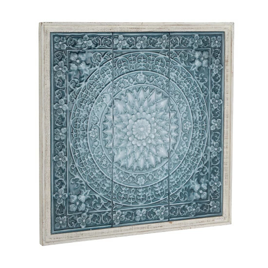 Top 10 ๐งจ Studio 350 Rustic 34 X 33 Inch Off-White And Teal Floral Wall Decor ๐ - Image 3