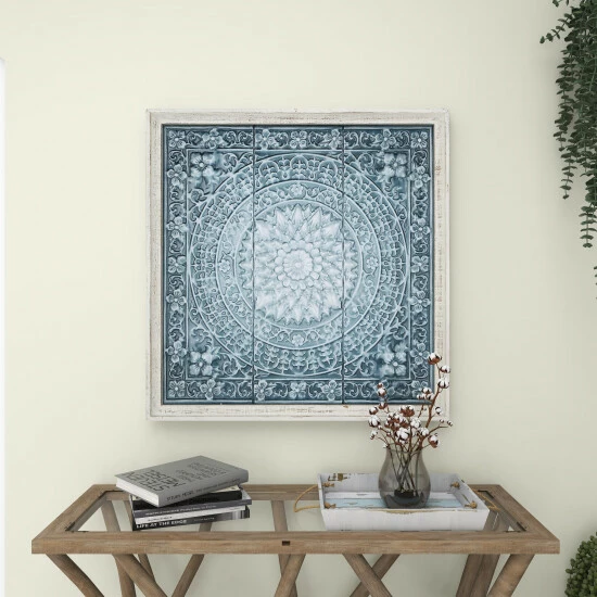 Top 10 ๐งจ Studio 350 Rustic 34 X 33 Inch Off-White And Teal Floral Wall Decor ๐ - Image 7