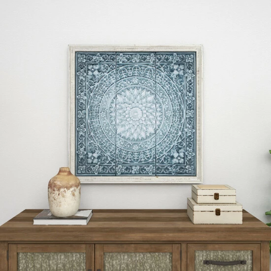 Top 10 ๐งจ Studio 350 Rustic 34 X 33 Inch Off-White And Teal Floral Wall Decor ๐ - Image 8