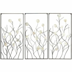 Budget 😍 Studio 350 Black Metal Natural Floral And Botanical Wall Decor (Set Of 3) 🎁