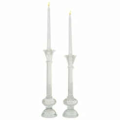 Wholesale 🔔 Studio 350 Clear MDF Glam Candle Holder (Set Of 2) - S/2 13", 14"H 🤩