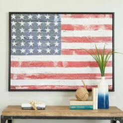 Wholesale 🔔 Studio 350 Red Wood Traditional American Flag Wall Decor 👏