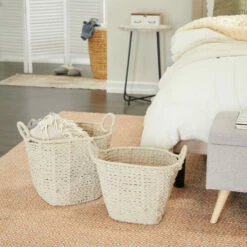 Coupon ๐ฅฐ Studio 350 Cotton Bohemian Storage Basket (Set Of 2) White โ