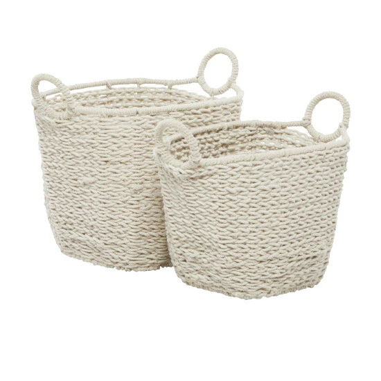 Coupon 🥰 Studio 350 Cotton Bohemian Storage Basket (Set Of 2) White ⌛ - Image 2