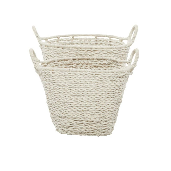Coupon 🥰 Studio 350 Cotton Bohemian Storage Basket (Set Of 2) White ⌛ - Image 3