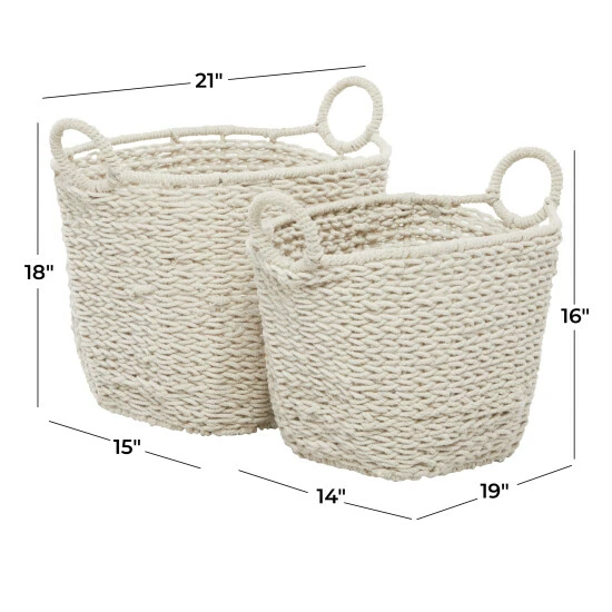 Coupon 🥰 Studio 350 Cotton Bohemian Storage Basket (Set Of 2) White ⌛ - Image 7