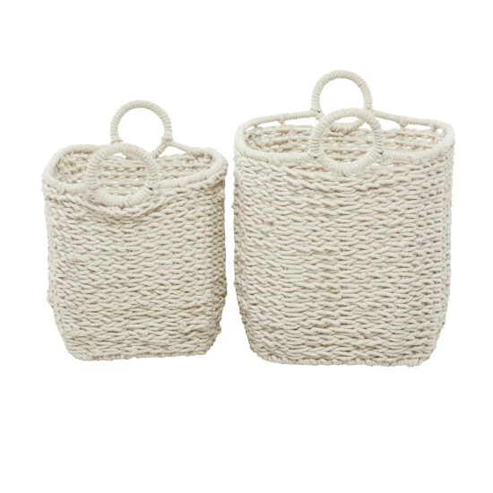 Coupon 🥰 Studio 350 Cotton Bohemian Storage Basket (Set Of 2) White ⌛ - Image 8