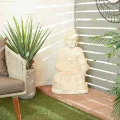Coupon 🔔 Studio 350 MGO Traditional Garden Buddha Sculpture Beige ❤️