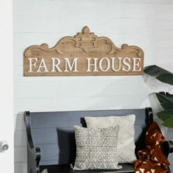 New 👏 Studio 350 Brown Wood Farmhouse Wall Decor 19 X 47 X 1 - 47 X 1 X 19 ⌛