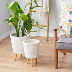 Outlet 🎁 Studio 350 MgO Contemporary Planter (Set Of 2) - 10 X 10 X 15Round Grey 😉