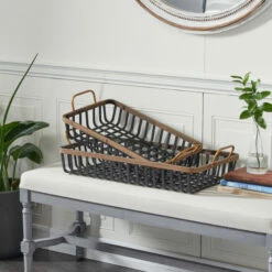 Cheapest 🔔 Studio 350 Black Wood Bohemian Tray (Set Of 2) - 29 X 14 X 7 😍