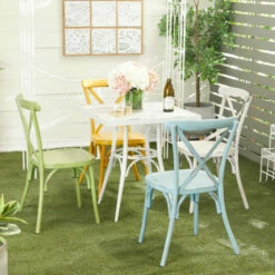 Budget ❤️ Studio 350 White Aluminum Farmhouse Outdoor Dining Table - 28 X 28 X 30 🤩