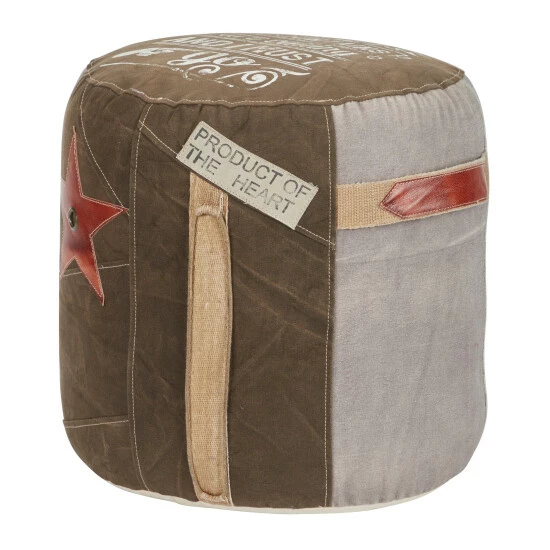 Best Pirce 😍 Studio 350 Brown Canvas Rustic Pouf Quotes & Sayings 19 X 17 X 17 - 17 X 17 X 19Round 🎁 - Image 3