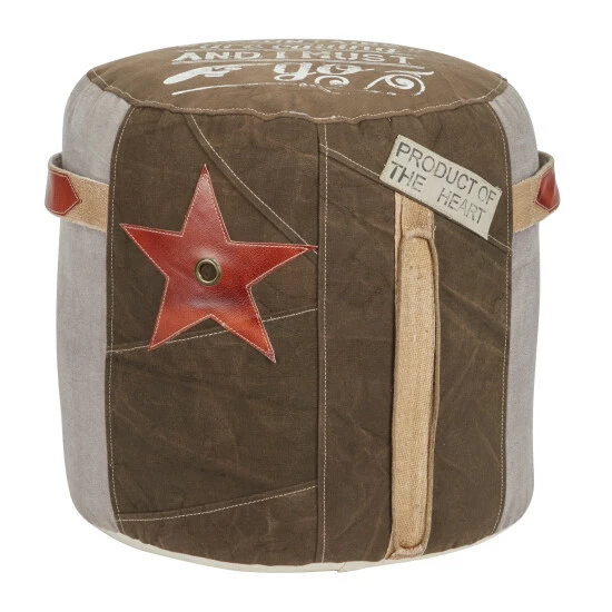 Best Pirce 😍 Studio 350 Brown Canvas Rustic Pouf Quotes & Sayings 19 X 17 X 17 - 17 X 17 X 19Round 🎁 - Image 4