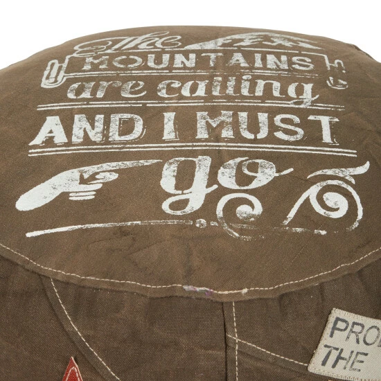 Best Pirce 😍 Studio 350 Brown Canvas Rustic Pouf Quotes & Sayings 19 X 17 X 17 - 17 X 17 X 19Round 🎁 - Image 6