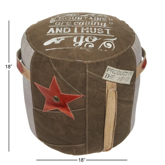 Best Pirce 😍 Studio 350 Brown Canvas Rustic Pouf Quotes & Sayings 19 X 17 X 17 - 17 X 17 X 19Round 🎁 - Image 7