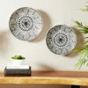 Hot Sale ⌛ Studio 350 Large Round Black And White Ceramic Decorative Wall Plates W Eclectic Geometric Patterns Set Of 2 15" 😉
