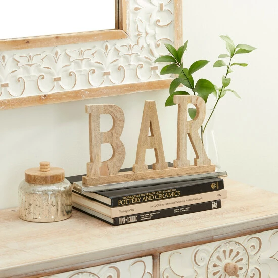 Buy ๐ Studio 350 Brown Wood Natural Decorative Sign 8 X 14 X 2 - 14 X 2 X 8 ๐งจ