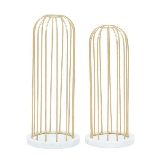 Coupon 👏 Studio 350 Gold Marble Contemporary Candle Holder (Set Of 2) - 5 X 5 X 12 💯 - Image 3