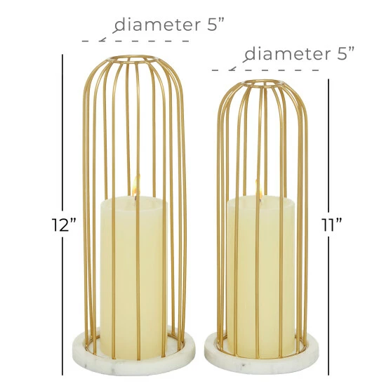 Coupon 👏 Studio 350 Gold Marble Contemporary Candle Holder (Set Of 2) - 5 X 5 X 12 💯 - Image 5