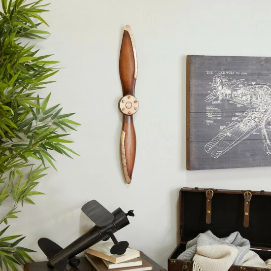 Brand new ⌛ Studio 350 Metal Industrial Propeller Wall Decor Brown ❤️