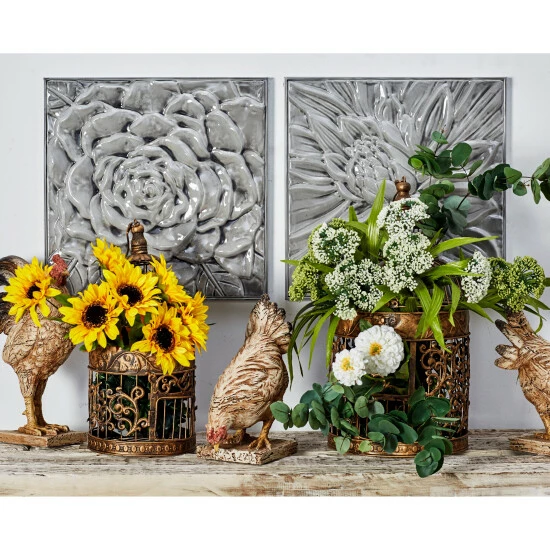 Best Pirce ⭐ Studio 350 Grey Iron Contemporary Wall Decor Floral And Botanical (Set Of 3) 🛒