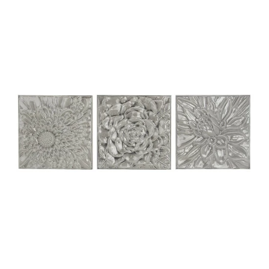 Best Pirce ⭐ Studio 350 Grey Iron Contemporary Wall Decor Floral And Botanical (Set Of 3) 🛒 - Image 2