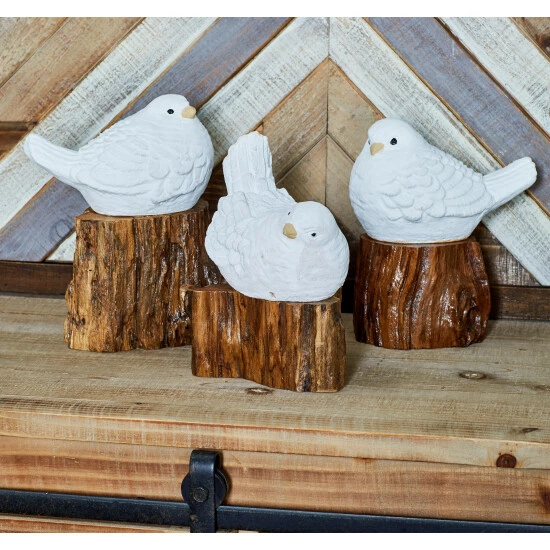Best Pirce ⭐ Studio 350 White Fiber Clay Farmhouse Sculpture Birds (Set Of 3) 🛒