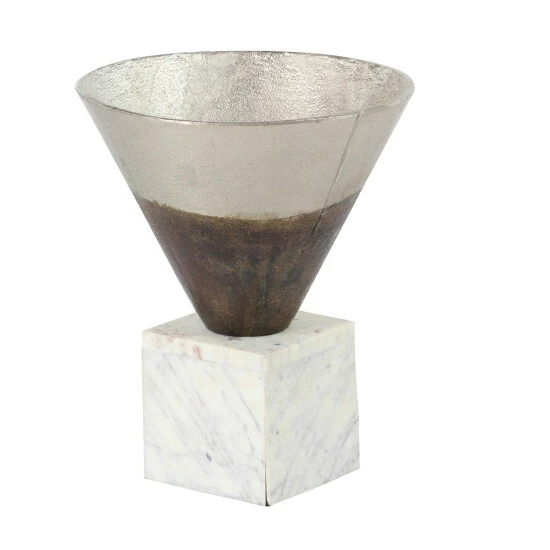 Best Sale ๐ Studio 350 Grey Aluminum Modern Vase 13 X 10 X 10 ๐ - Image 3