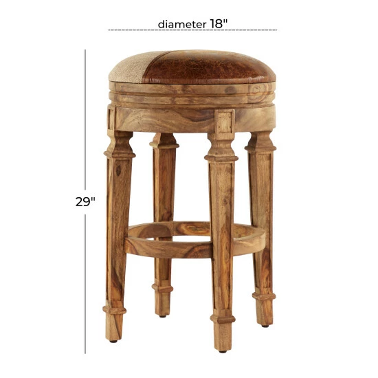 Outlet ⌛ Studio 350 Brown Wood Rustic Bar Stool 29 X 18 X 18 - 18 X 18 X 29 ⭐ - Image 6