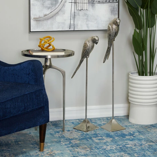 New 🛒 Studio 350 Silver Aluminum Eclectic Bird Sculpture ( Set Of 2) - S/2 35", 29"H 😉