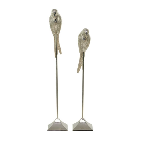 New 🛒 Studio 350 Silver Aluminum Eclectic Bird Sculpture ( Set Of 2) - S/2 35", 29"H 😉 - Image 2