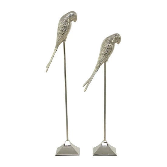 New 🛒 Studio 350 Silver Aluminum Eclectic Bird Sculpture ( Set Of 2) - S/2 35", 29"H 😉 - Image 3
