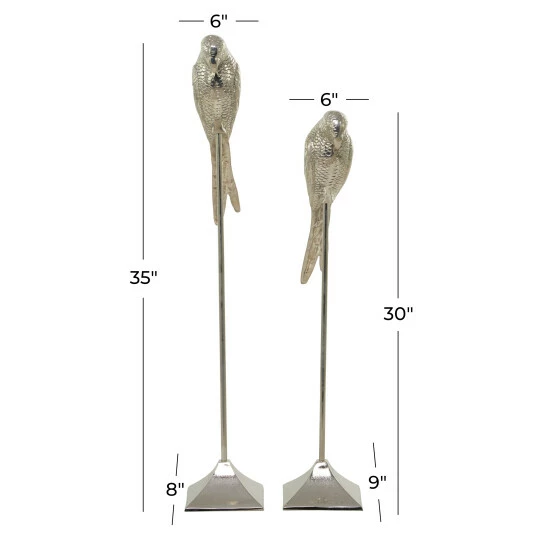 New 🛒 Studio 350 Silver Aluminum Eclectic Bird Sculpture ( Set Of 2) - S/2 35", 29"H 😉 - Image 5