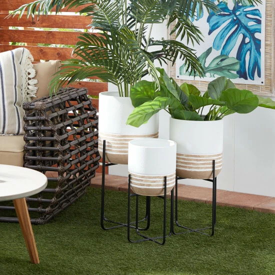 Best reviews of 👍 Studio 350 White Iron Farmhouse Planter (Set Of 3) - 14 X 14 X 28Round ❤️