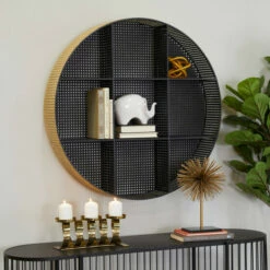 Best Sale โจ Studio 350 Black Metal Modern Wall Shelf - 32 X 6 X 32 โญ