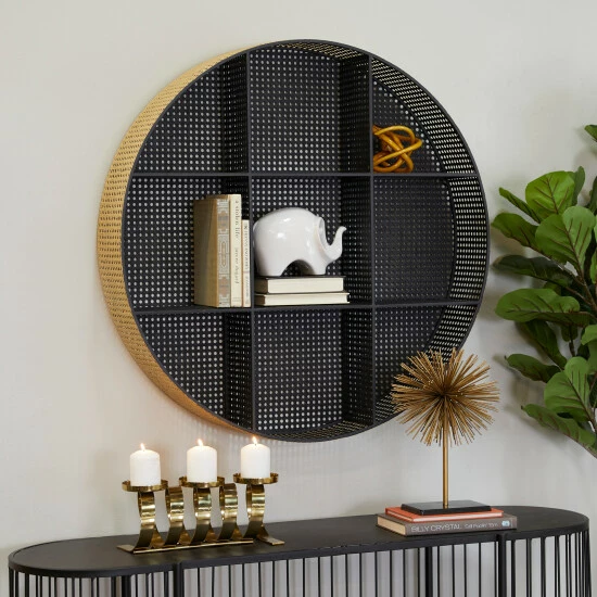 Best Sale ✨ Studio 350 Black Metal Modern Wall Shelf - 32 X 6 X 32 ⭐