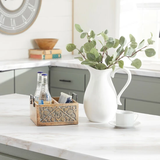 New ๐ Studio 350 Brown Wood Farmhouse Wine Holder 5 X 9 X 8 - 9 X 8 X 5 ๐