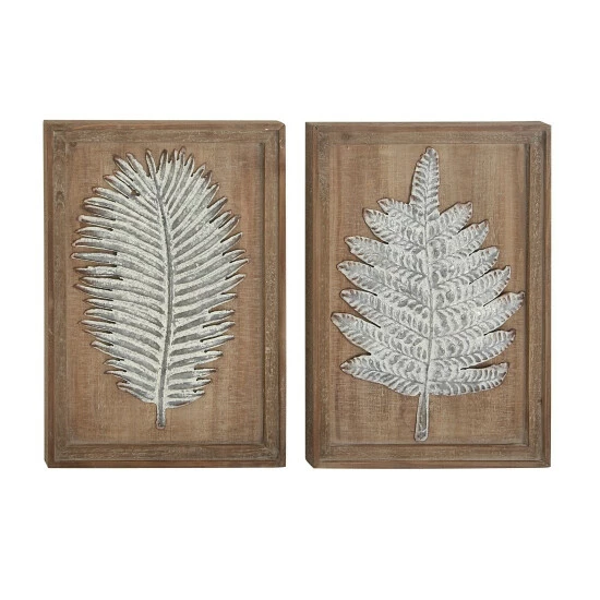 Best Sale ๐ Studio 350 Brown MDF Contemporary Wall Decor Floral And Botanical (Set Of 2) ๐คฉ - Image 4