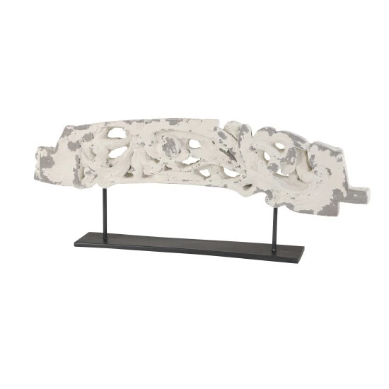 Deals ๐ Studio 350 Large Antique Distressed Gray & White Acanthus Sculpture Table Decor, 35 X 14 ๐ - Image 2
